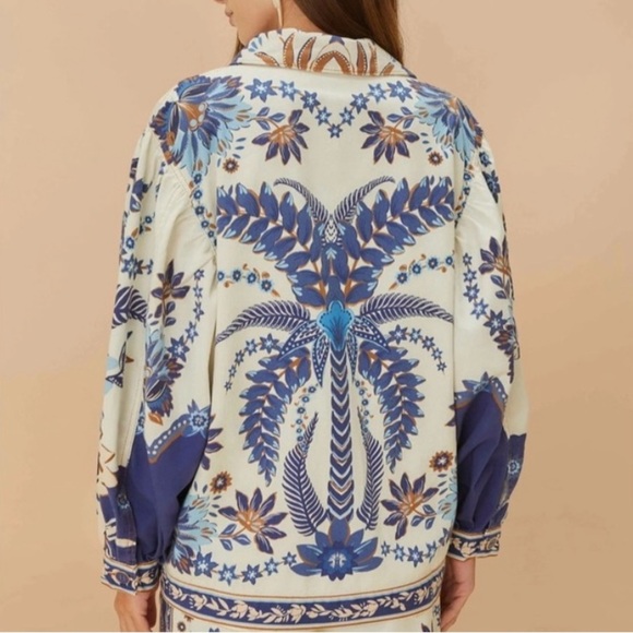 Farm Rio Blue Ana Tapestry Tropical Jacket - Size XL - NWT - Picture 3 of 15
